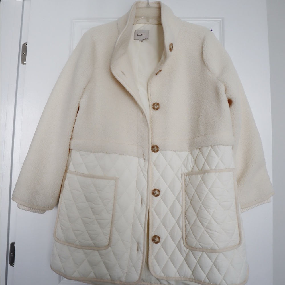 LOFT Women's Cream Teddy Jacket